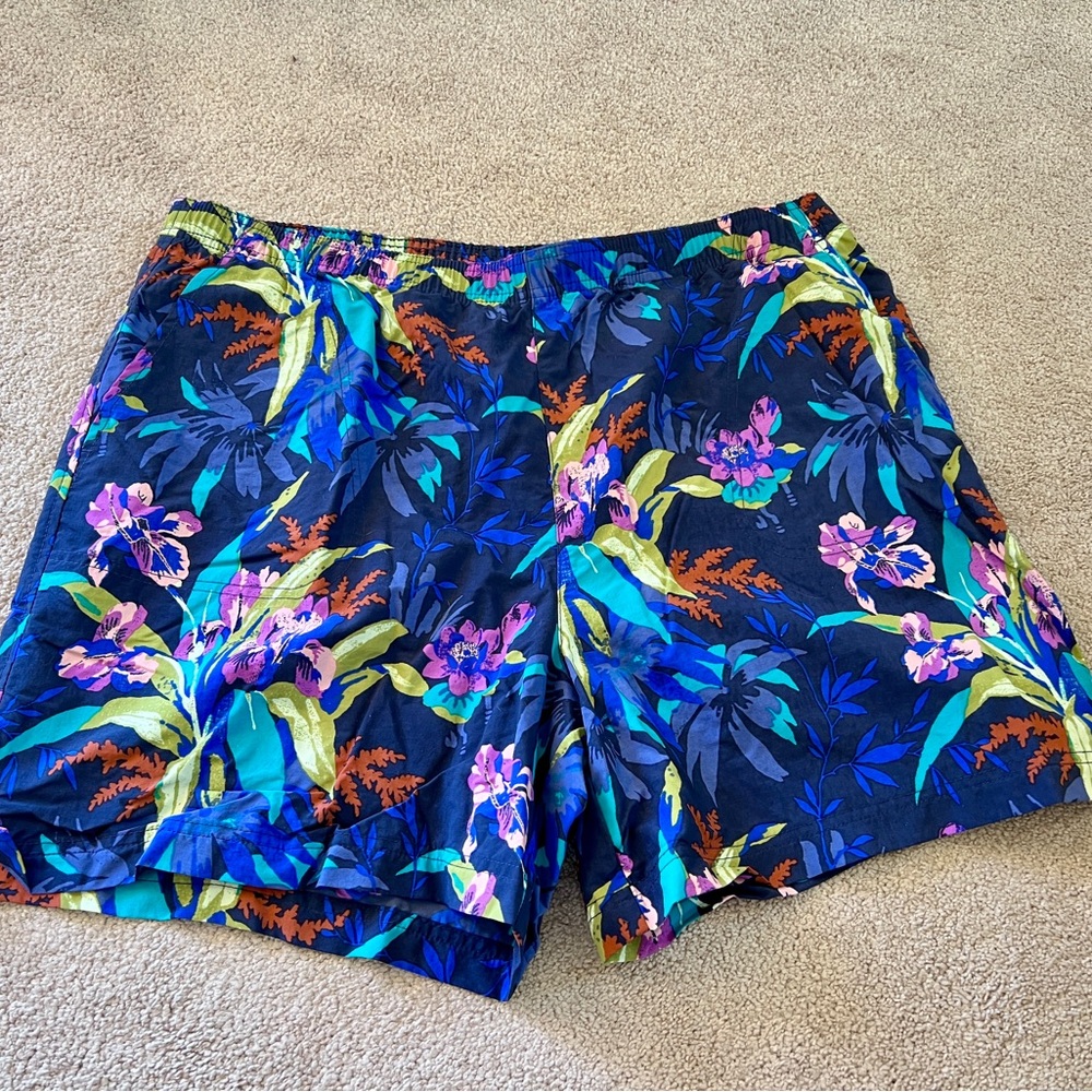 Columbia Women’s Swim Shorts 1X Floral Tropical Print Quick Dry Elastic Waist